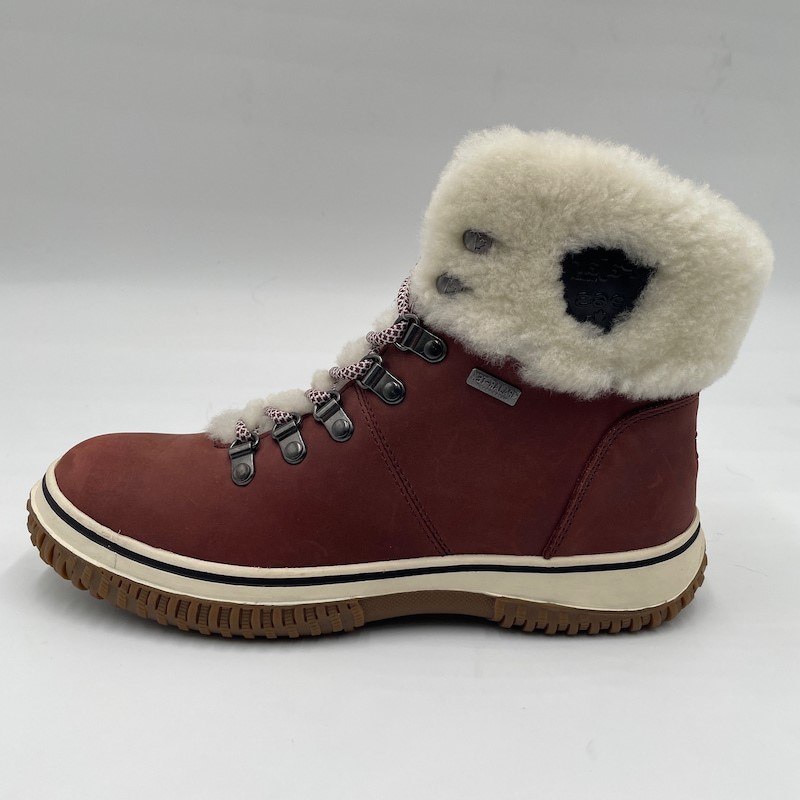 Waxy Nubuck Shearling Collar Lace-up Boots