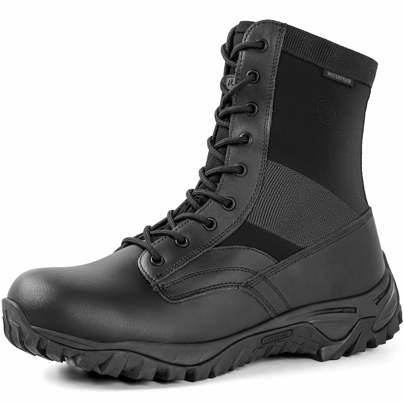 Waterproof Split Leather Military Boots Men