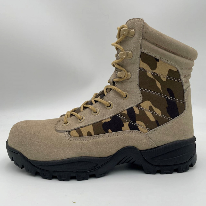 Cow Suede Camo Tactical Boots Waterproof