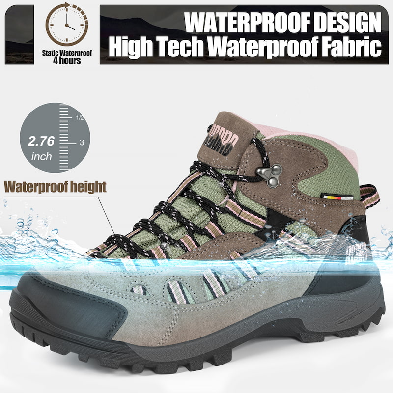 Women's Waterproof Cow Suede Hiking Boots 
