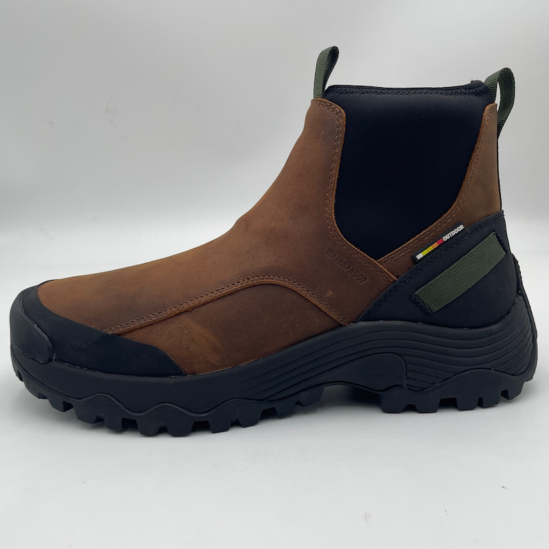 Men's Top-grain Leather Slip-on Winter Boots